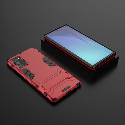 Custodia Silicone e Plastica Opaca Cover con Supporto KC1 per Samsung Galaxy Note 20 5G Rosso