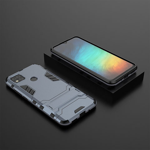 Custodia Silicone e Plastica Opaca Cover con Supporto KC1 per Xiaomi Redmi 9C NFC Blu