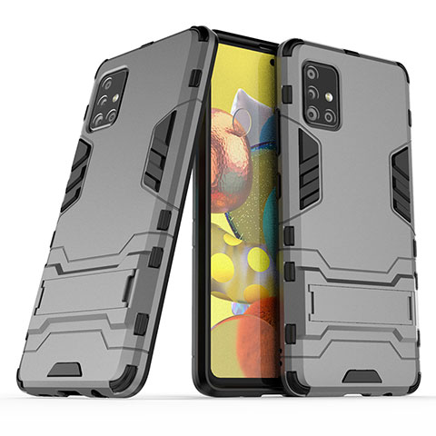 Custodia Silicone e Plastica Opaca Cover con Supporto KC3 per Samsung Galaxy A51 4G Grigio