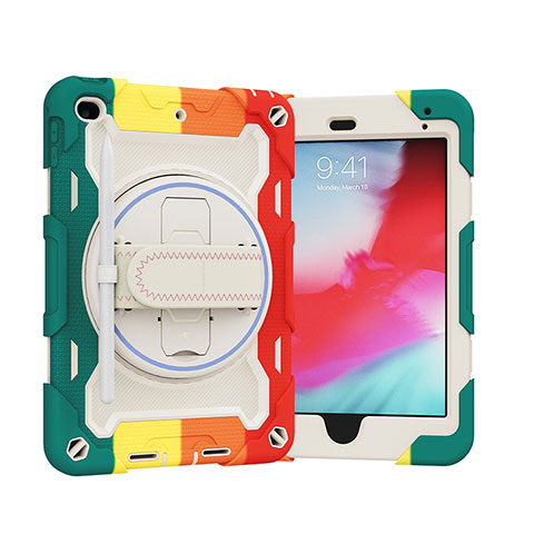 Custodia Silicone e Plastica Opaca Cover con Supporto L01 per Apple iPad Mini 4 Rosso
