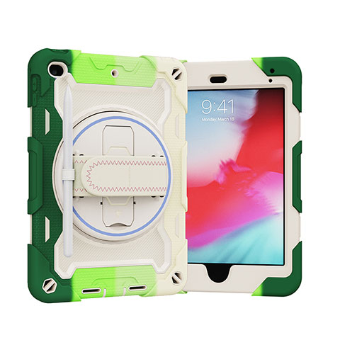 Custodia Silicone e Plastica Opaca Cover con Supporto L01 per Apple iPad Mini 4 Verde