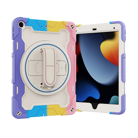 Custodia Silicone e Plastica Opaca Cover con Supporto L03 per Apple iPad 10.2 (2021) Viola