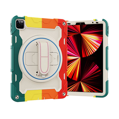 Custodia Silicone e Plastica Opaca Cover con Supporto L03 per Apple iPad Pro 11 (2020) Rosso