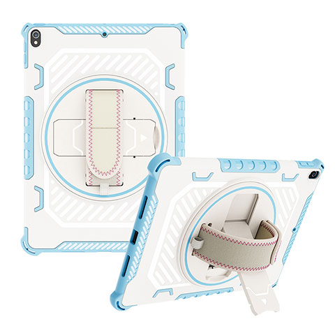 Custodia Silicone e Plastica Opaca Cover con Supporto L06 per Apple iPad Pro 10.5 Blu