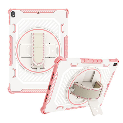 Custodia Silicone e Plastica Opaca Cover con Supporto L06 per Apple iPad Pro 10.5 Oro Rosa