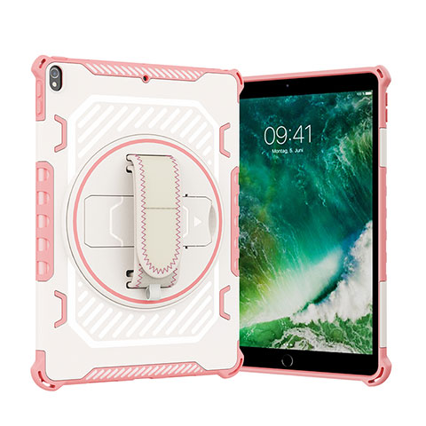 Custodia Silicone e Plastica Opaca Cover con Supporto L07 per Apple iPad Air 3 Oro Rosa