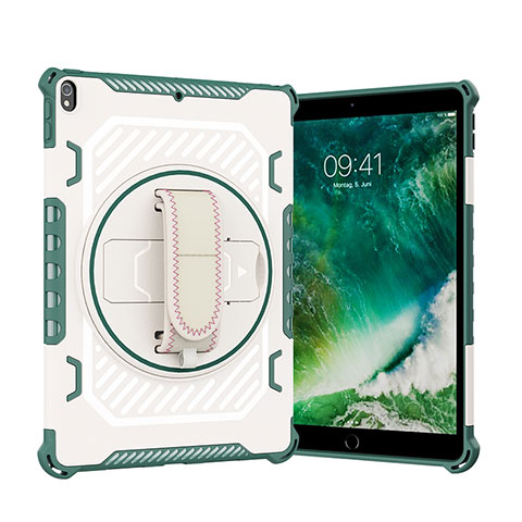 Custodia Silicone e Plastica Opaca Cover con Supporto L07 per Apple iPad Air 3 Verde