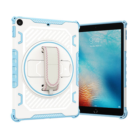 Custodia Silicone e Plastica Opaca Cover con Supporto L07 per Apple New iPad 9.7 (2017) Blu