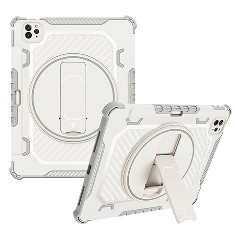 Custodia Silicone e Plastica Opaca Cover con Supporto L08 per Apple iPad Pro 11 (2020) Grigio