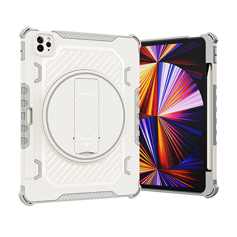 Custodia Silicone e Plastica Opaca Cover con Supporto L09 per Apple iPad Pro 11 (2020) Grigio