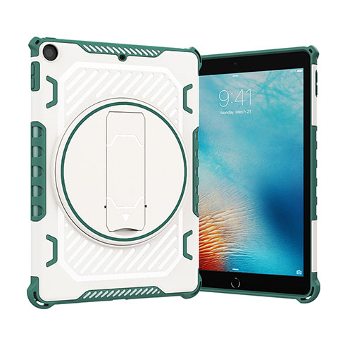 Custodia Silicone e Plastica Opaca Cover con Supporto L09 per Apple New iPad 9.7 (2018) Verde