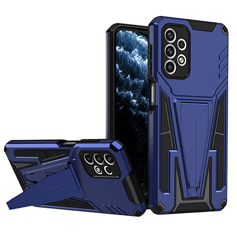 Custodia Silicone e Plastica Opaca Cover con Supporto MQ1 per Samsung Galaxy A23 5G Blu