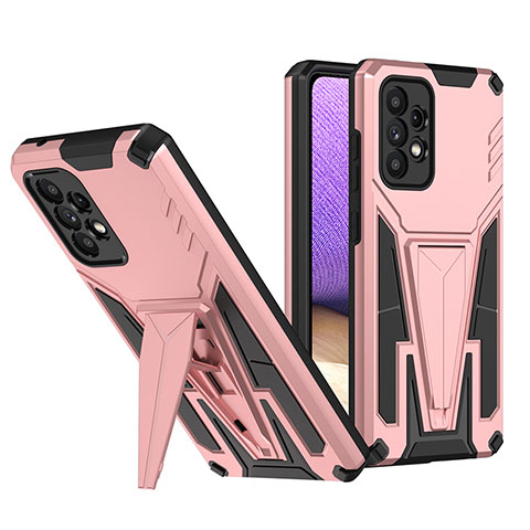 Custodia Silicone e Plastica Opaca Cover con Supporto MQ1 per Samsung Galaxy A52s 5G Oro Rosa