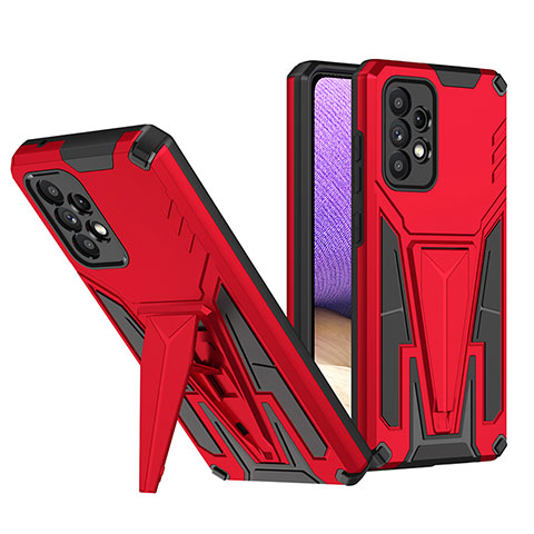 Custodia Silicone e Plastica Opaca Cover con Supporto MQ1 per Samsung Galaxy A52s 5G Rosso