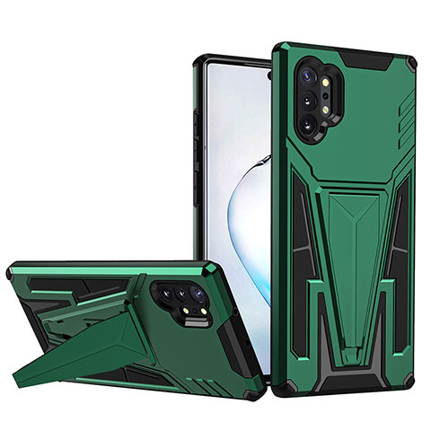 Custodia Silicone e Plastica Opaca Cover con Supporto MQ1 per Samsung Galaxy Note 10 Plus 5G Verde