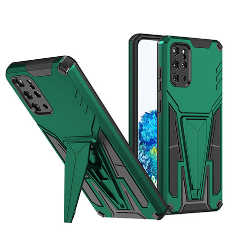 Custodia Silicone e Plastica Opaca Cover con Supporto MQ1 per Samsung Galaxy S20 Plus 5G Verde