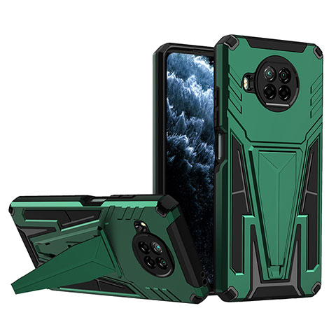 Custodia Silicone e Plastica Opaca Cover con Supporto MQ1 per Xiaomi Mi 10i 5G Verde