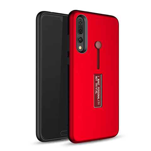 Custodia Silicone e Plastica Opaca Cover con Supporto P01 per Huawei P20 Pro Rosso