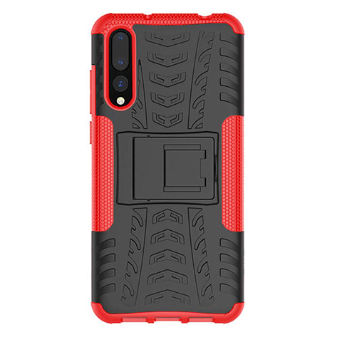 Custodia Silicone e Plastica Opaca Cover con Supporto P02 per Huawei P20 Pro Rosso