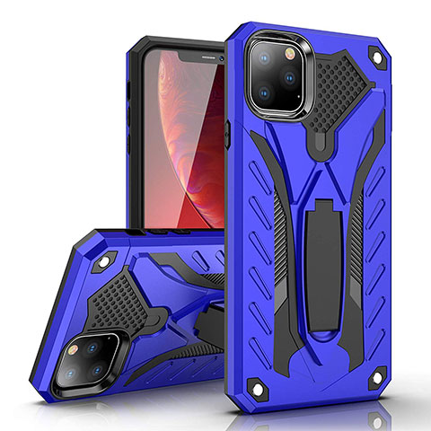 Custodia Silicone e Plastica Opaca Cover con Supporto per Apple iPhone 11 Pro Max Blu