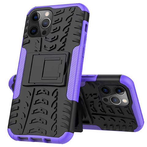 Custodia Silicone e Plastica Opaca Cover con Supporto per Apple iPhone 12 Pro Viola