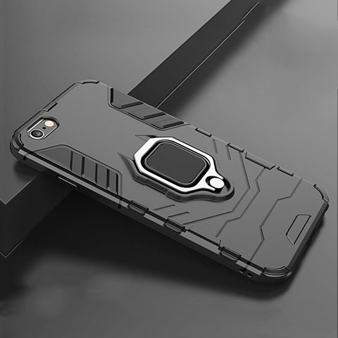 Custodia Silicone e Plastica Opaca Cover con Supporto per Apple iPhone SE3 2022 Nero