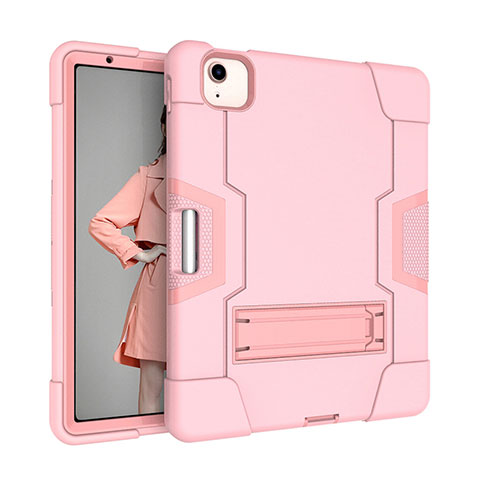 Custodia Silicone e Plastica Opaca Cover con Supporto per Apple New iPad Air 10.9 (2020) Rosa