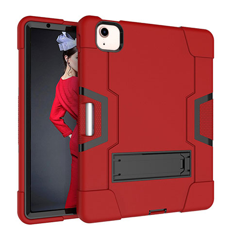 Custodia Silicone e Plastica Opaca Cover con Supporto per Apple New iPad Air 10.9 (2020) Rosso