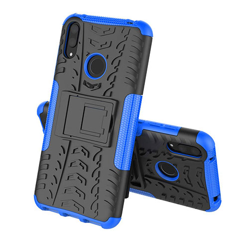 Custodia Silicone e Plastica Opaca Cover con Supporto per Huawei Enjoy 9 Blu