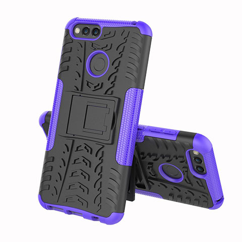 Custodia Silicone e Plastica Opaca Cover con Supporto per Huawei Honor 7A Viola