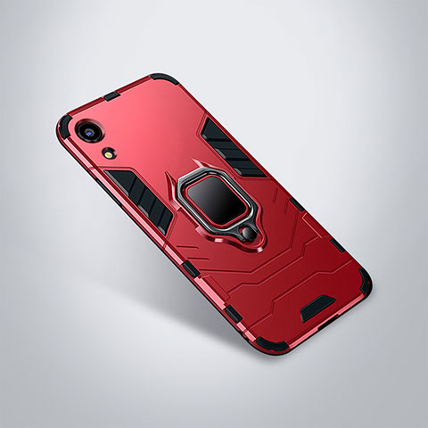 Custodia Silicone e Plastica Opaca Cover con Supporto per Huawei Honor 8A Rosso