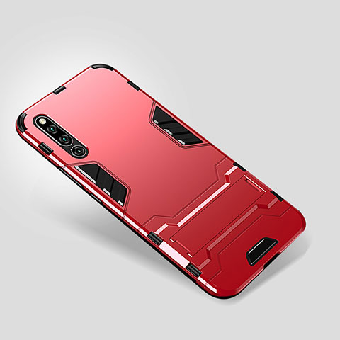 Custodia Silicone e Plastica Opaca Cover con Supporto per Huawei Honor Magic 2 Rosso