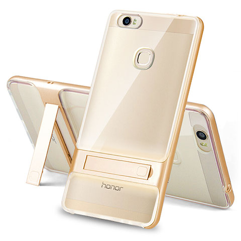 Custodia Silicone e Plastica Opaca Cover con Supporto per Huawei Honor Note 8 Oro