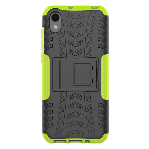 Custodia Silicone e Plastica Opaca Cover con Supporto per Huawei Honor Play 8 Verde