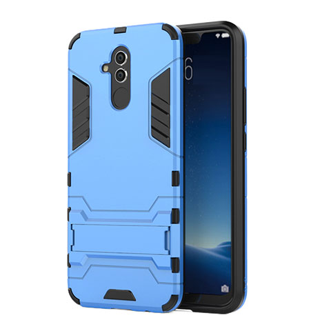 Custodia Silicone e Plastica Opaca Cover con Supporto per Huawei Maimang 7 Blu