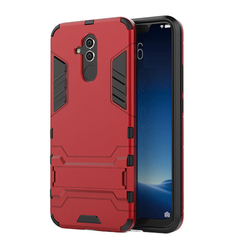 Custodia Silicone e Plastica Opaca Cover con Supporto per Huawei Maimang 7 Rosso