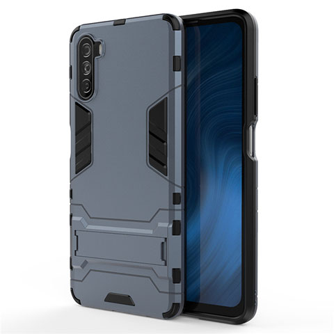 Custodia Silicone e Plastica Opaca Cover con Supporto per Huawei Mate 40 Lite 5G Blu