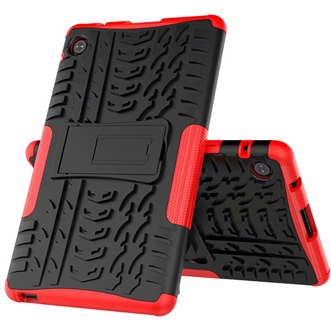 Custodia Silicone e Plastica Opaca Cover con Supporto per Huawei MatePad T 8 Rosso