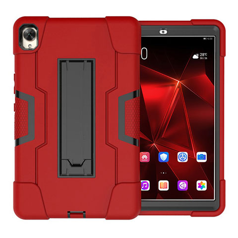 Custodia Silicone e Plastica Opaca Cover con Supporto per Huawei MediaPad M6 10.8 Rosso