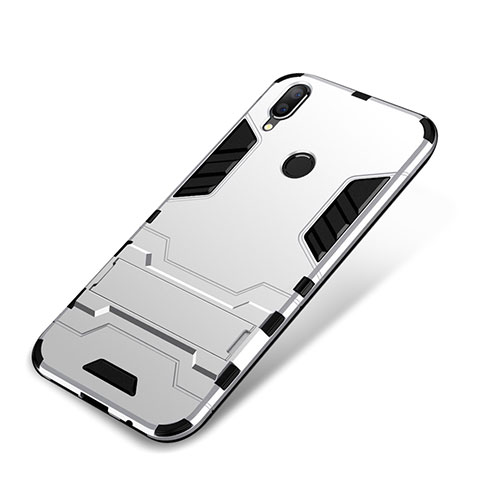 Custodia Silicone e Plastica Opaca Cover con Supporto per Huawei Nova 3i Bianco