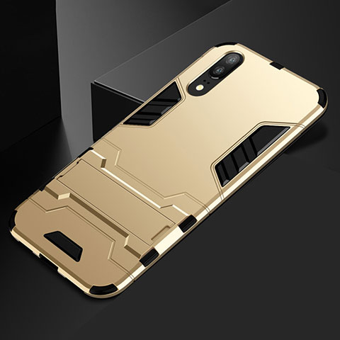 Custodia Silicone e Plastica Opaca Cover con Supporto per Huawei P20 Oro