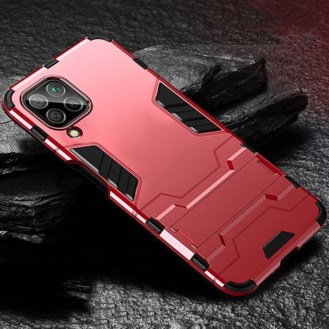 Custodia Silicone e Plastica Opaca Cover con Supporto per Huawei P40 Lite Rosso