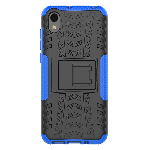 Custodia Silicone e Plastica Opaca Cover con Supporto per Huawei Y5 (2019) Blu