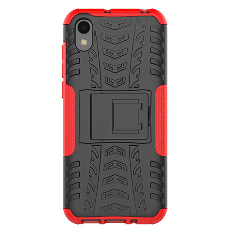 Custodia Silicone e Plastica Opaca Cover con Supporto per Huawei Y5 (2019) Rosso