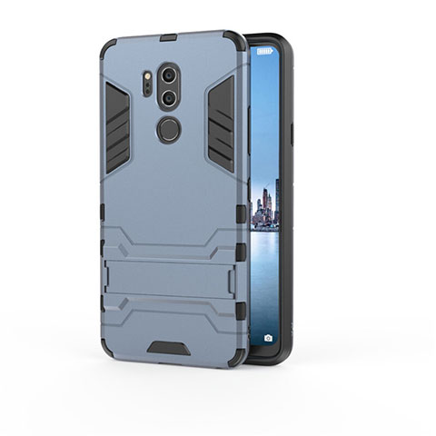 Custodia Silicone e Plastica Opaca Cover con Supporto per LG G7 Blu