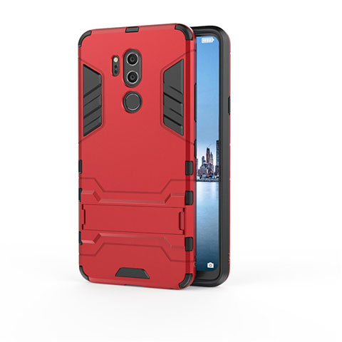 Custodia Silicone e Plastica Opaca Cover con Supporto per LG G7 Rosso