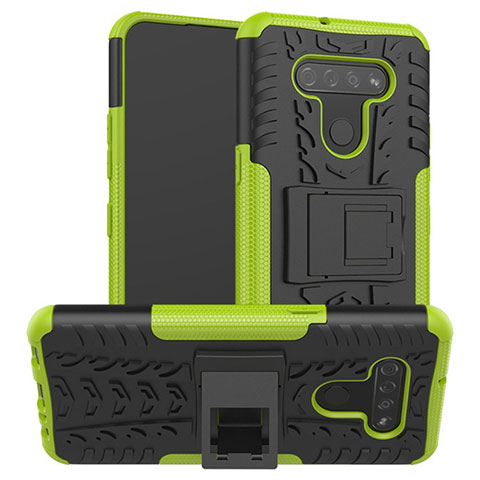 Custodia Silicone e Plastica Opaca Cover con Supporto per LG K51 Verde