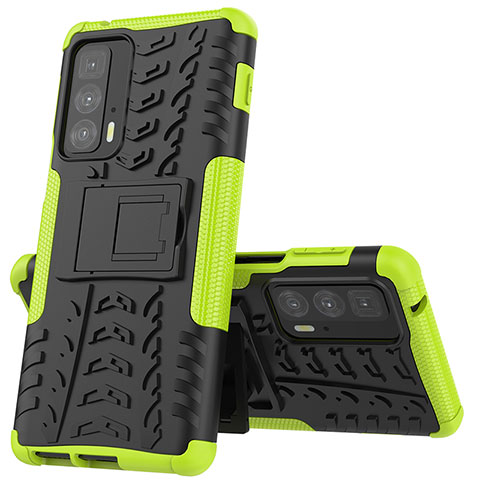 Custodia Silicone e Plastica Opaca Cover con Supporto per Motorola Moto Edge 20 Pro 5G Verde