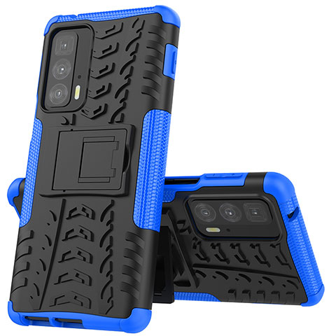 Custodia Silicone e Plastica Opaca Cover con Supporto per Motorola Moto Edge S Pro 5G Blu
