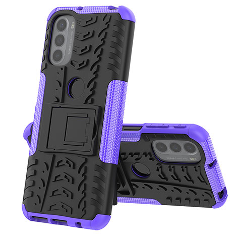 Custodia Silicone e Plastica Opaca Cover con Supporto per Motorola Moto G31 Viola